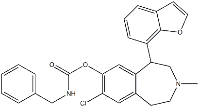 Benzylcarbamic acid [(7-chloro-3-methyl-1-(benzofuran-7-yl)-2,3,4,5-tetrahydro-1H-3-benzazepin)-8-yl] ester 结构式