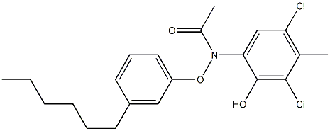 2-(3-Hexylphenoxyacetylamino)-4,6-dichloro-5-methylphenol 结构式