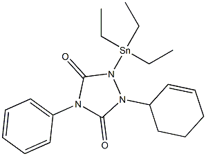 4-Phenyl-1-(triethylstannyl)-2-(2-cyclohexen-1-yl)-1,2,4-triazolidine-3,5-dione 结构式