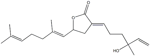 3-[4-Hydroxy-4-methyl-5-hexen-1-ylidene]-5-[(1E)-2,6-dimethyl-1,5-heptanedien-1-yl]dihydrofuran-2(3H)-one 结构式