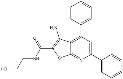 3-Amino-N-(2-hydroxyethyl)-4,6-diphenylthieno[2,3-b]pyridine-2-carboxamide 结构式