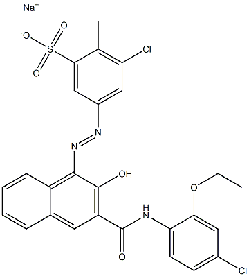 3-Chloro-2-methyl-5-[[3-[[(4-chloro-2-ethoxyphenyl)amino]carbonyl]-2-hydroxy-1-naphtyl]azo]benzenesulfonic acid sodium salt 结构式