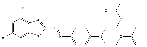 2-[4-[N,N-Bis[2-(methoxycarbonyloxy)ethyl]amino]phenylazo]-4,6-dibromobenzothiazole 结构式