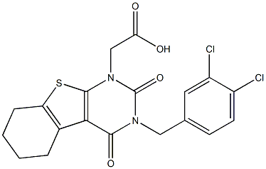 3-(3,4-Dichlorobenzyl)-1,2,3,4,5,6,7,8-octahydro-2,4-dioxo[1]benzothieno[2,3-d]pyrimidine-1-acetic acid 结构式