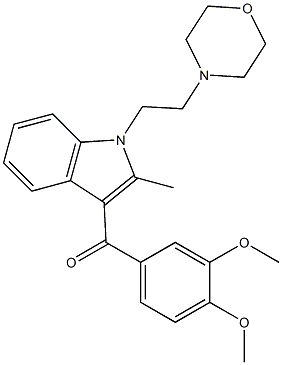 2-Methyl-3-(3,4-dimethoxybenzoyl)-1-(2-morpholinoethyl)-1H-indole 结构式