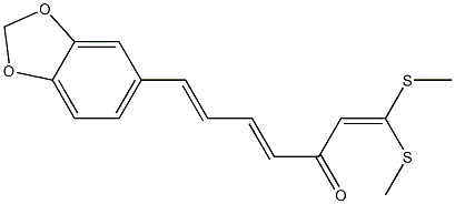 (4E,6E)-7-[3,4-Methylenedioxyphenyl]-1,1-bis(methylthio)-1,4,6-heptatrien-3-one 结构式