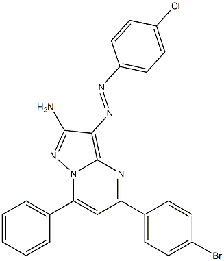 2-Amino-3-(4-chlorophenylazo)-5-(4-bromophenyl)-7-phenylpyrazolo[1,5-a]pyrimidine 结构式