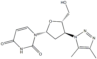 3'-(4,5-Dimethyl-1H-1,2,3-triazol-1-yl)-2',3'-dideoxyuridine 结构式