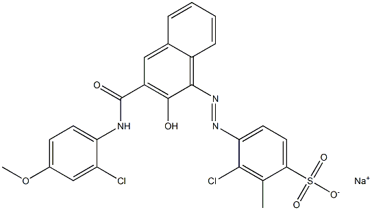 3-Chloro-2-methyl-4-[[3-[[(2-chloro-4-methoxyphenyl)amino]carbonyl]-2-hydroxy-1-naphtyl]azo]benzenesulfonic acid sodium salt 结构式