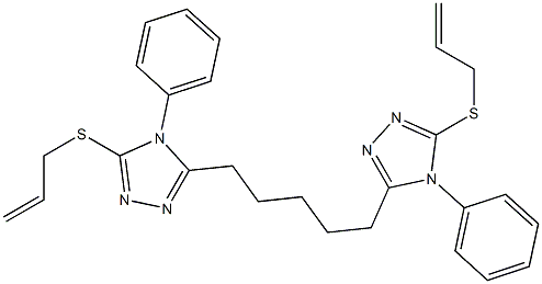 5,5'-(1,5-Pentanediyl)bis[4-(phenyl)-3-(2-propenylthio)-4H-1,2,4-triazole] 结构式