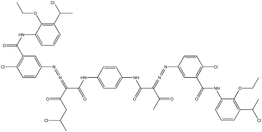 3,3'-[2-(1-Chloroethyl)-1,4-phenylenebis[iminocarbonyl(acetylmethylene)azo]]bis[N-[3-(1-chloroethyl)-2-ethoxyphenyl]-6-chlorobenzamide] 结构式