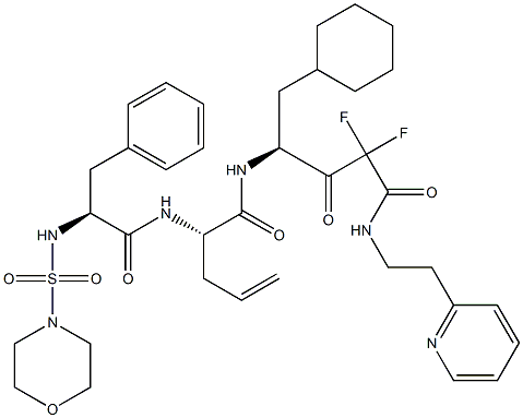 (4S)-4-[(S)-2-(N-Morpholinosulfonyl-L-phenylalanylamino)-4-pentenoylamino]-5-cyclohexyl-2,2-difluoro-3-oxo-N-[2-(2-pyridinyl)ethyl]pentanamide 结构式