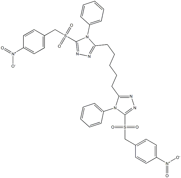 5,5'-(1,5-Pentanediyl)bis[4-(phenyl)-3-(4-nitrobenzylsulfonyl)-4H-1,2,4-triazole] 结构式