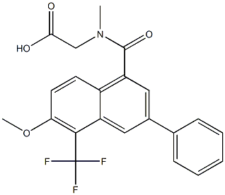 [N-[[3-Phenyl-5-trifluoromethyl-6-methoxy-1-naphthalenyl]carbonyl]-N-methylamino]acetic acid 结构式