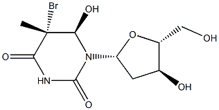 (5R,6R)-5,6-Dihydro-5-bromo-6-hydroxythymidine 结构式