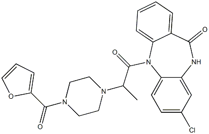 8-Chloro-5-[2-[4-[(furan-2-yl)carbonyl]piperazin-1-yl]propanoyl]-5,10-dihydro-11H-dibenzo[b,e][1,4]diazepin-11-one 结构式