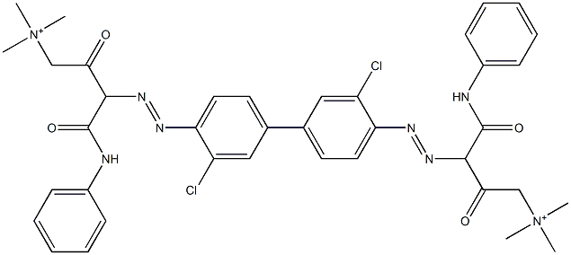 3,3'-[(3,3'-Dichloro-1,1'-biphenyl-4,4'-diyl)bisazo]bis[N,N,N-trimethyl-2,4-dioxo-4-(phenylamino)-1-butanaminium] 结构式