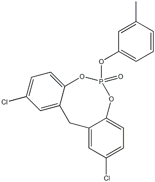 2,10-Dichloro-6-(3-methylphenoxy)-12H-dibenzo[d,g][1,3,2]dioxaphosphocin 6-oxide 结构式