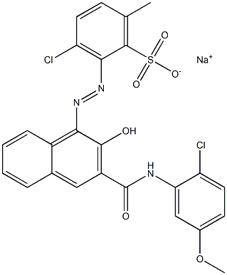 3-Chloro-6-methyl-2-[[3-[[(2-chloro-5-methoxyphenyl)amino]carbonyl]-2-hydroxy-1-naphtyl]azo]benzenesulfonic acid sodium salt 结构式