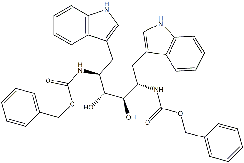 (2S,3R,4R,5S)-1,6-Bis(1H-indol-3-yl)-2,5-bis[(benzyloxycarbonyl)amino]hexane-3,4-diol 结构式