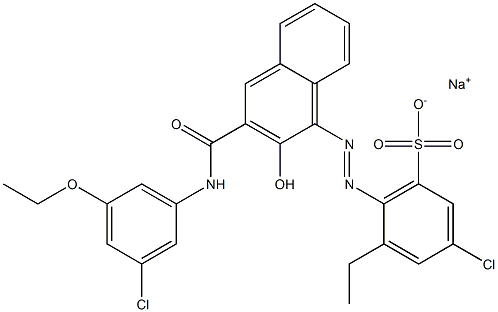 3-Chloro-5-ethyl-6-[[3-[[(3-chloro-5-ethoxyphenyl)amino]carbonyl]-2-hydroxy-1-naphtyl]azo]benzenesulfonic acid sodium salt 结构式