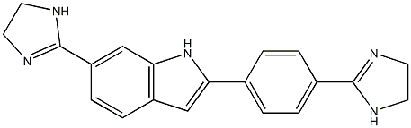 6-[(4,5-Dihydro-1H-imidazol)-2-yl]-2-[4-[(4,5-dihydro-1H-imidazol)-2-yl]phenyl]-1H-indole 结构式