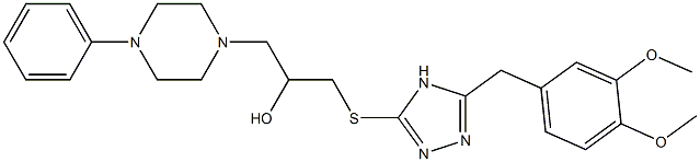 1-[[5-(3,4-Dimethoxybenzyl)-4H-1,2,4-triazol-3-yl]thio]-3-(4-phenylpiperazino)-2-propanol 结构式