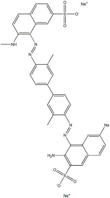 8-[[4'-[(2-Amino-7-sodiosulfo-1-naphthalenyl)azo]-3,3'-dimethyl-1,1'-biphenyl-4-yl]azo]-7-(methylamino)naphthalene-2-sulfonic acid sodium salt 结构式
