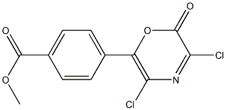 3,5-Dichloro-6-(4-methoxycarbonylphenyl)-2H-1,4-oxazin-2-one 结构式