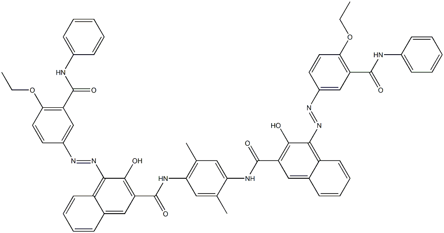 N,N'-(2,5-Dimethyl-1,4-phenylene)bis[4-[[4-ethoxy-5-(phenylcarbamoyl)phenyl]azo]-3-hydroxy-2-naphthalenecarboxamide] 结构式