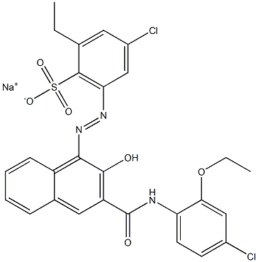 4-Chloro-2-ethyl-6-[[3-[[(4-chloro-2-ethoxyphenyl)amino]carbonyl]-2-hydroxy-1-naphtyl]azo]benzenesulfonic acid sodium salt 结构式