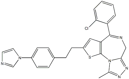 4-(2-Chlorophenyl)-2-[2-[4-(1H-imidazol-1-yl)phenyl]ethyl]-9-methyl-6H-thieno[3,2-f][1,2,4]triazolo[4,3-a][1,4]diazepine 结构式