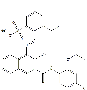 3-Chloro-5-ethyl-6-[[3-[[(4-chloro-2-ethoxyphenyl)amino]carbonyl]-2-hydroxy-1-naphtyl]azo]benzenesulfonic acid sodium salt 结构式