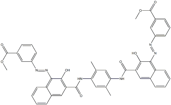 N,N'-(2,5-Dimethyl-1,4-phenylene)bis[4-[[3-(methoxycarbonyl)phenyl]azo]-3-hydroxy-2-naphthalenecarboxamide] 结构式