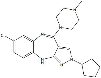 2-Cyclopentyl-4-(4-methylpiperazin-1-yl)-7-chloro-2,10-dihydropyrazolo[3,4-b][1,5]benzodiazepine 结构式