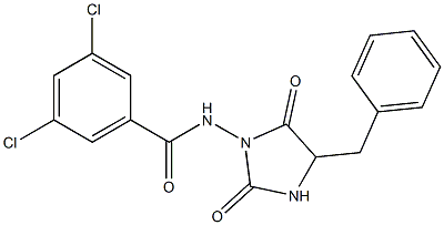 3-(3,5-Dichlorobenzoylamino)-5-benzylimidazolidine-2,4-dione 结构式