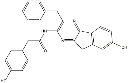 3-Benzyl-2-[1-oxo-2-(4-hydroxyphenyl)ethylamino]-7-hydroxy-9H-indeno[1,2-b]pyrazine 结构式