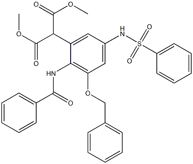 (2-Benzoylamino-3-benzyloxy-5-phenylsulfonylaminophenyl)malonic acid dimethyl ester 结构式