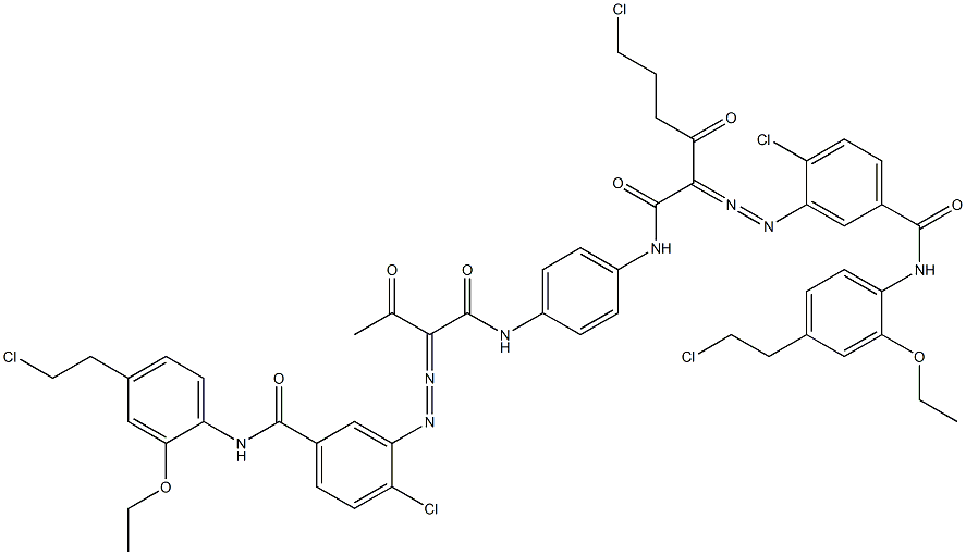 3,3'-[2-(2-Chloroethyl)-1,4-phenylenebis[iminocarbonyl(acetylmethylene)azo]]bis[N-[4-(2-chloroethyl)-2-ethoxyphenyl]-4-chlorobenzamide] 结构式