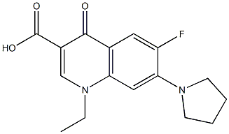 1,4-Dihydro-1-ethyl-6-fluoro-7-(pyrrolidin-1-yl)-4-oxoquinoline-3-carboxylic acid 结构式