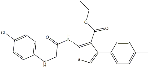 2-[[[(4-Chlorophenyl)amino]acetyl]amino]-4-(4-methylphenyl)thiophene-3-carboxylic acid ethyl ester 结构式