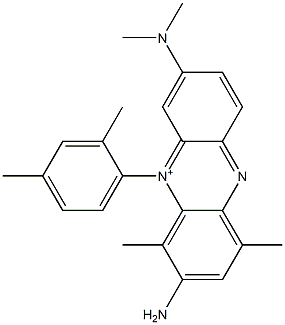 3-Amino-7-(dimethylamino)-5-(2,4-dimethylphenyl)-1,4-dimethylphenazin-5-ium 结构式