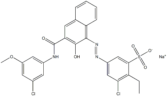 3-Chloro-2-ethyl-5-[[3-[[(3-chloro-5-methoxyphenyl)amino]carbonyl]-2-hydroxy-1-naphtyl]azo]benzenesulfonic acid sodium salt 结构式