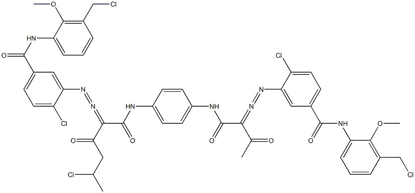 3,3'-[2-(1-Chloroethyl)-1,4-phenylenebis[iminocarbonyl(acetylmethylene)azo]]bis[N-[3-(chloromethyl)-2-methoxyphenyl]-4-chlorobenzamide] 结构式