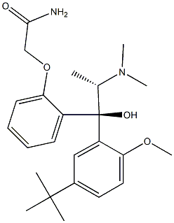 2-[2-[(1R,2S)-2-Dimethylamino-1-hydroxy-1-(2-methoxy-5-tert-butylphenyl)propyl]phenoxy]acetamide 结构式