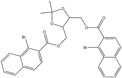 Bis(1-bromo-2-naphthalenecarboxylic acid)[(4S,5S)-2,2-dimethyl-1,3-dioxolane-4,5-diyl]bismethylene ester 结构式