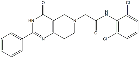 2-[(2-Phenyl-3,4,5,6,7,8-hexahydro-4-oxopyrido[4,3-d]pyrimidin)-6-yl]-2',6'-dichloroacetanilide 结构式