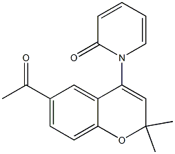 6-Acetyl-4-(2-oxo-1,2-dihydropyridine-1-yl)-2,2-dimethyl-2H-1-benzopyran 结构式