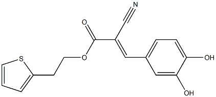 (E)-2-Cyano-3-(3,4-dihydroxyphenyl)acrylic acid 2-(2-thienyl)ethyl ester 结构式