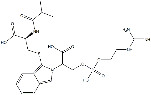 S-[2-[2-[[[2-[[Amino(imino)methyl]amino]ethoxy]phosphonyl]oxy]-1-carboxyethyl]-2H-isoindol-1-yl]-N-isobutyryl-L-cysteine 结构式
